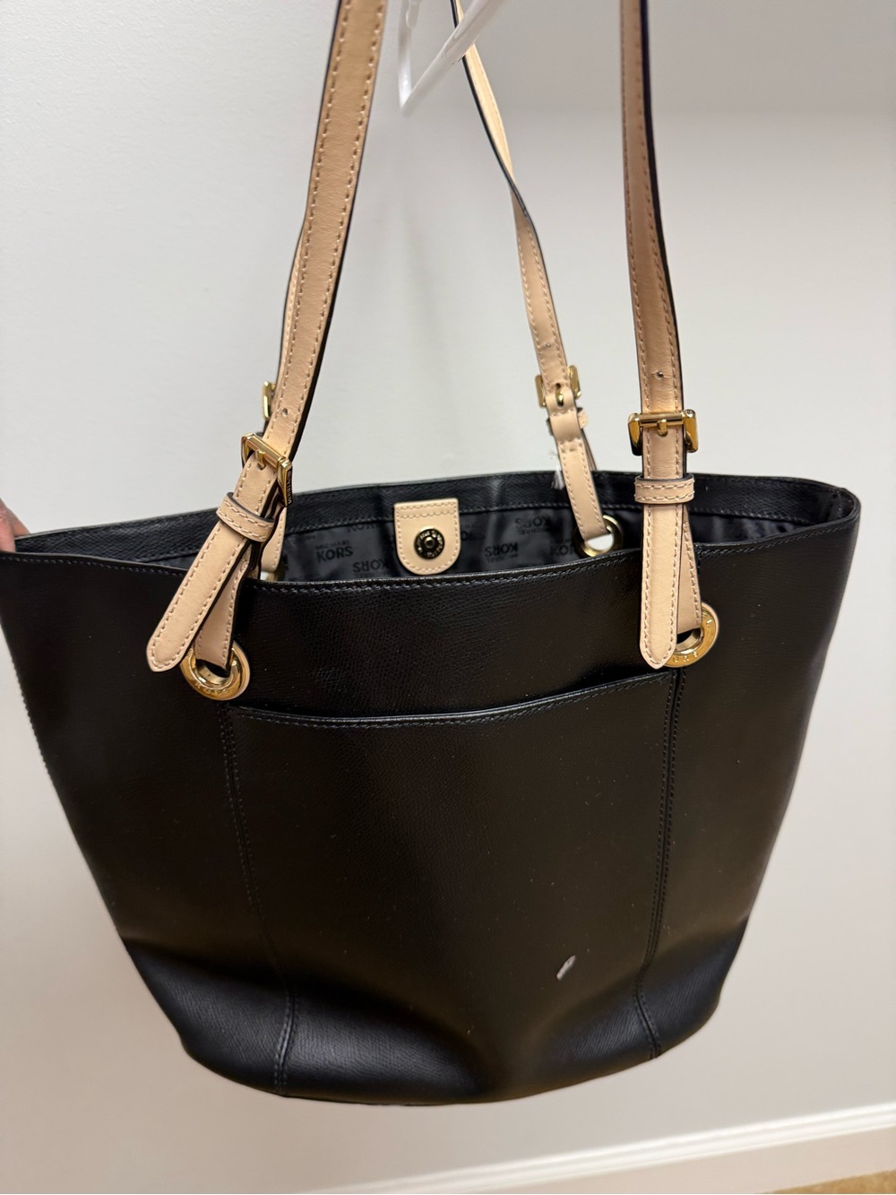 Michael Kors Black Tote with Nude Straps
